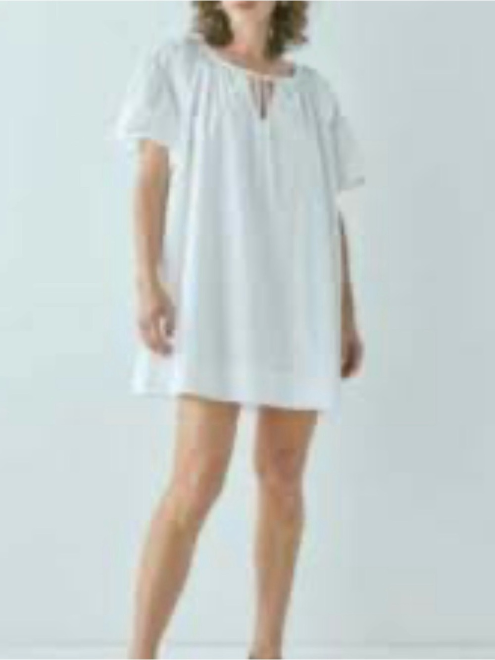 VRG GRL Women's White Short Sleeve Babydoll Dress